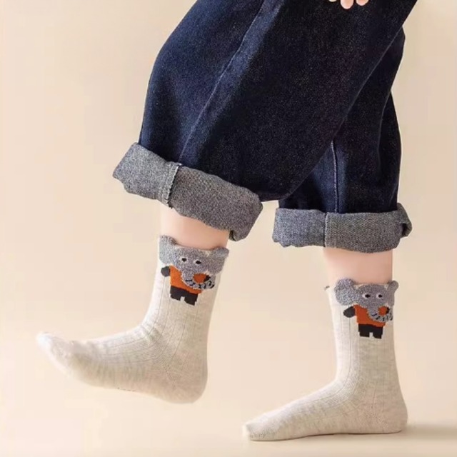 【即納】ナチュラルカラーのアニマルソックス 5足セット