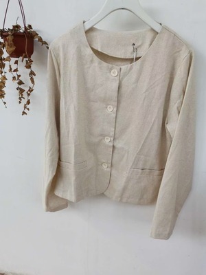 リネンブブレンド ラウンドネック シャツジャケット ASF-212010-1043