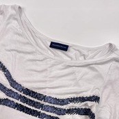 イタリア製 TRUSSARDI JEANS トラサルディ ボートネック デザイン 長袖 Tシャツ カットソー M/ホワイト レディース