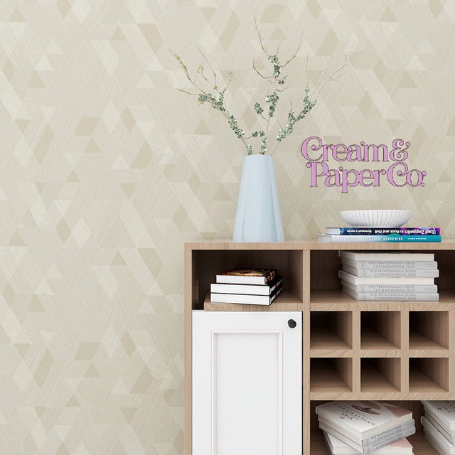 ベージュ × グレー Geometric FL1-775303MT for DIY 53㎝×10m リピート64㎝