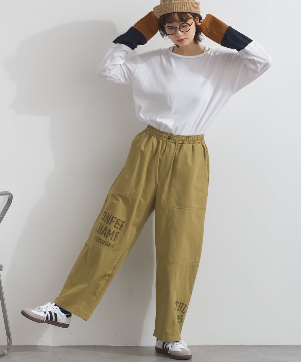 K261040 ロゴプリントツイルワークパンツ / Logo Print Twill Work