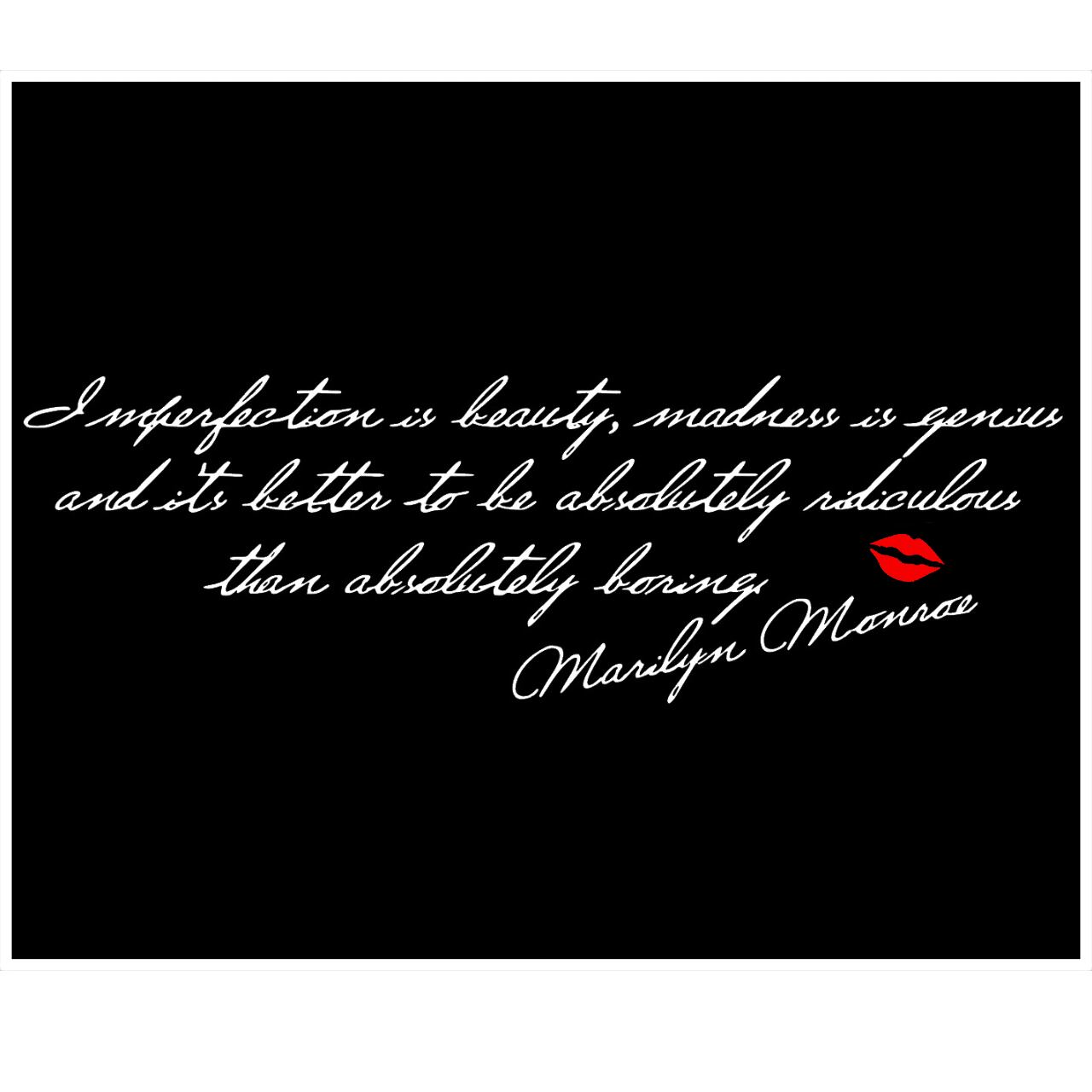 ウォールステッカー マリリンモンロー 名言 白 光沢 ウォールステッカー imperfection 筆記体 シール ペーパー リビング 寝室 子供 部屋