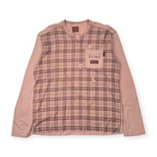 Karl Helmut カールヘルム チェック 長袖 Tシャツ L/ピンク系 メルローズ