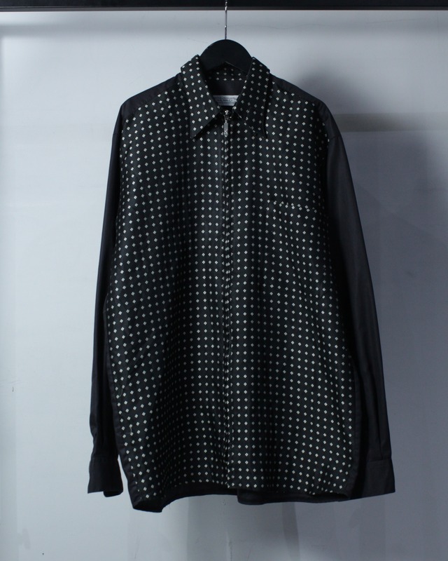 【Caka BLACK】Switching Design Vintage L/S Zip Up Shirt