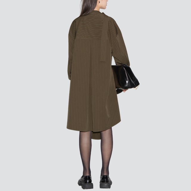 Asymmetry pinstripe shirtdress A00084