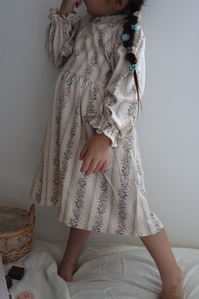 【取寄】strip line flower one-piece