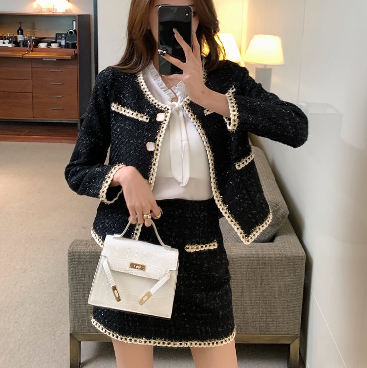 セットアップ ミニスカート ツイード スーツ ジャケット ショート丈