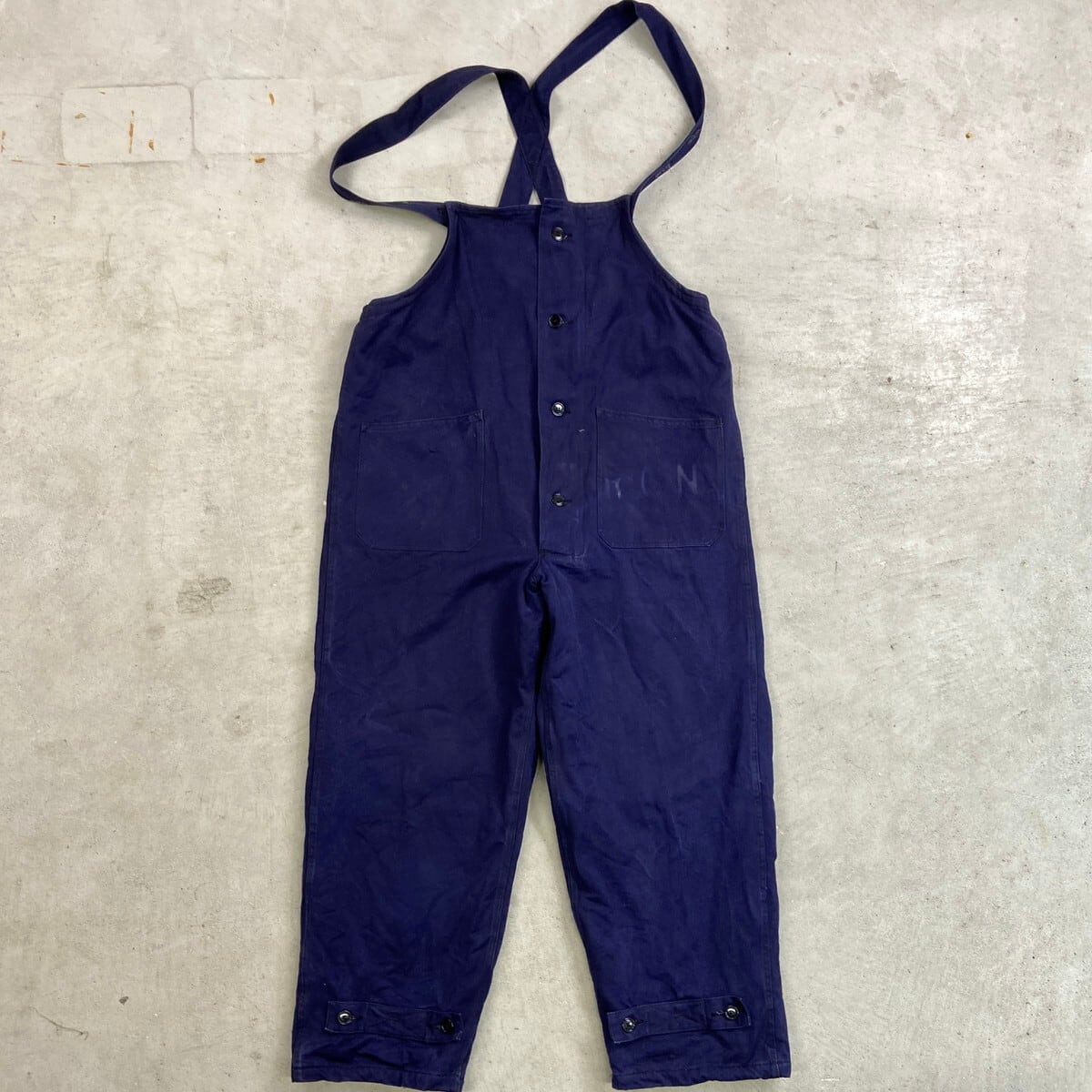 40s~50s カナダ製 コーデュロイオーバーオール 紺 vintage 50年代 ROYAL CANADIAN NAVY カナダ軍 デッキパンツ メンズW40相当