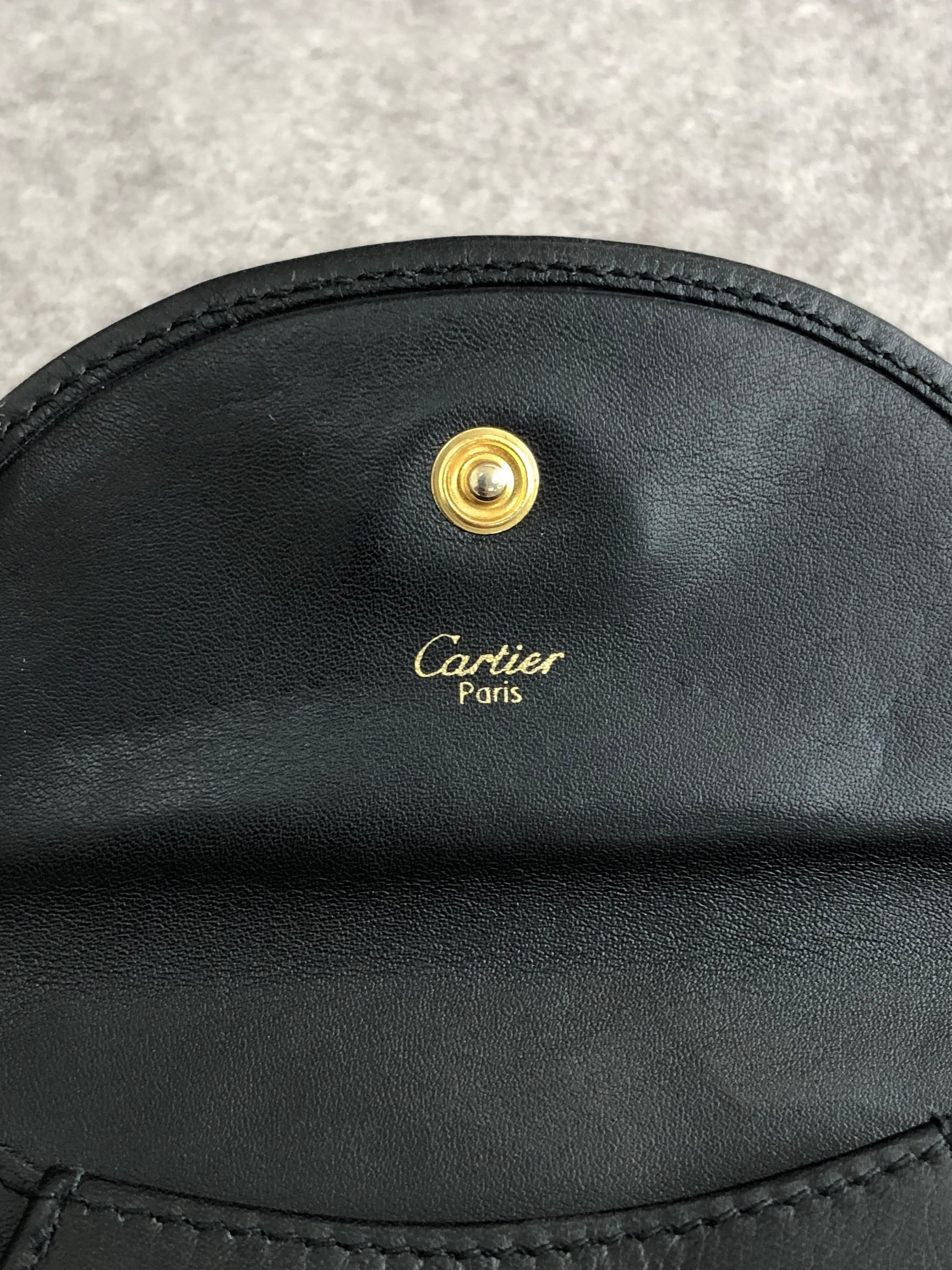 お値下げ8月末迄♥海外から♥カルティエ パンテール ラウンド型 コインケース Cartier カルティエ コインケース ブラック パンテール レザー vintage