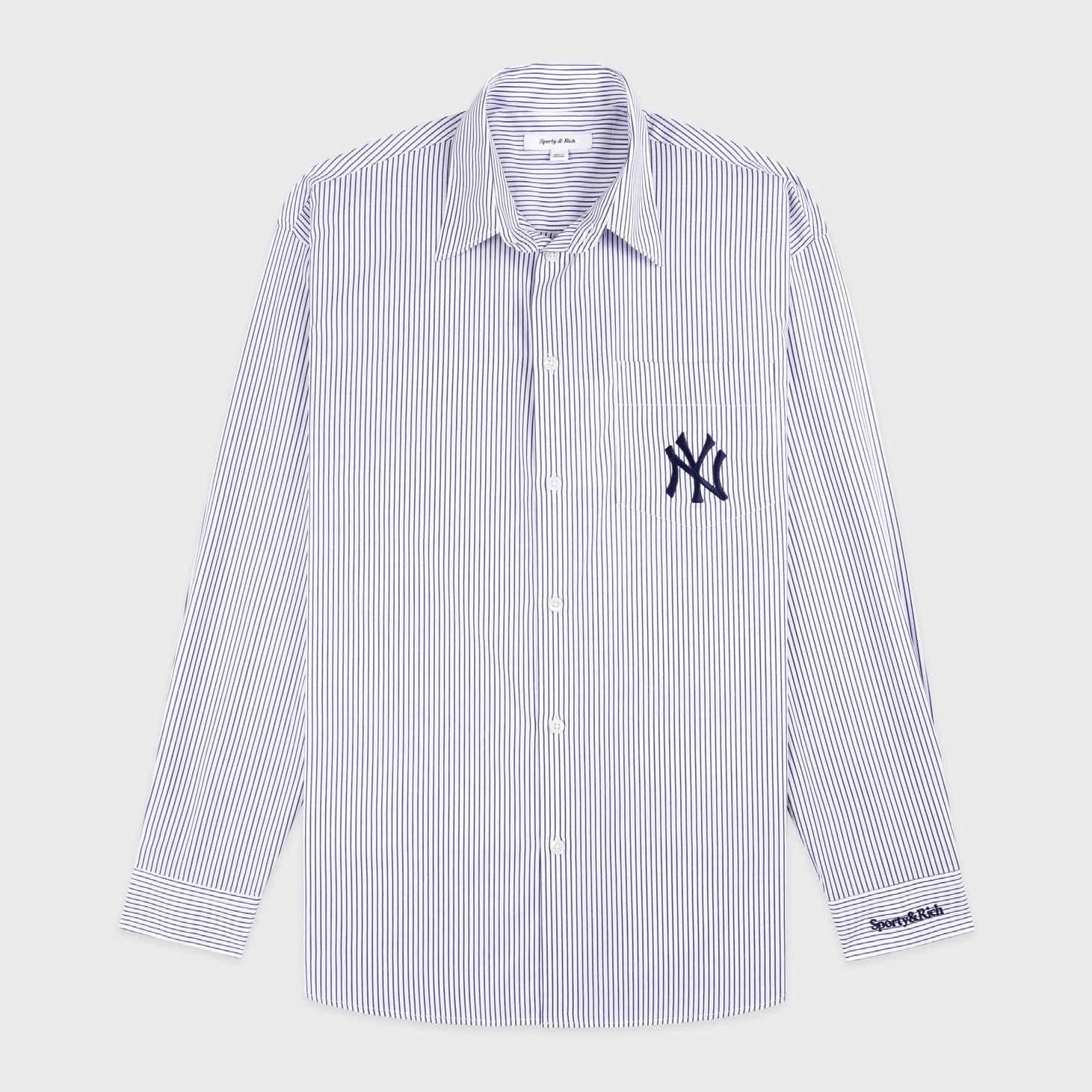 Sporty&Rich Yankees Serif Oversized Shirt Navy Striped