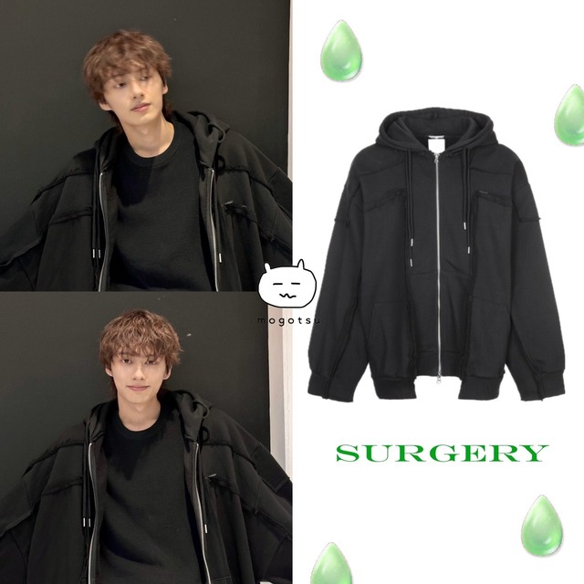 ★SEVENTEEN ジュン 着用！！【surgery】remake over pigment hood jacket 'black'