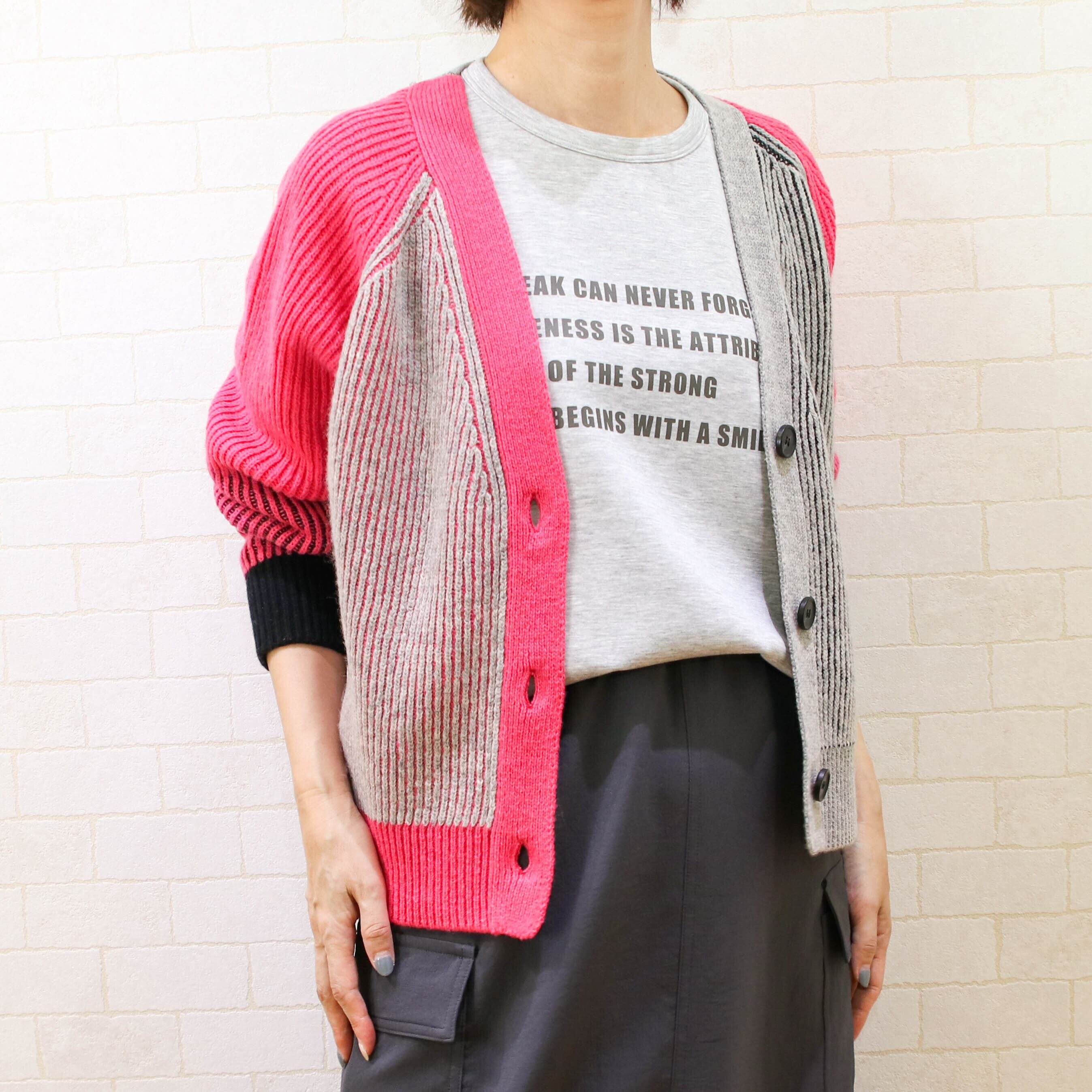 ante aciem(アンテ アシーム) 10243957】畦カラーブロックカーデ  