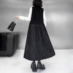 Dark V-neck vest dress (ME102)