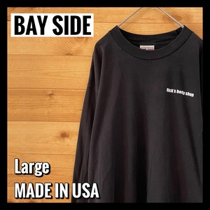 【BAY SIDE】USA製 ロングTシャツ 長袖 アドバタイジング ワンポイント バックプリント アメリカ古着