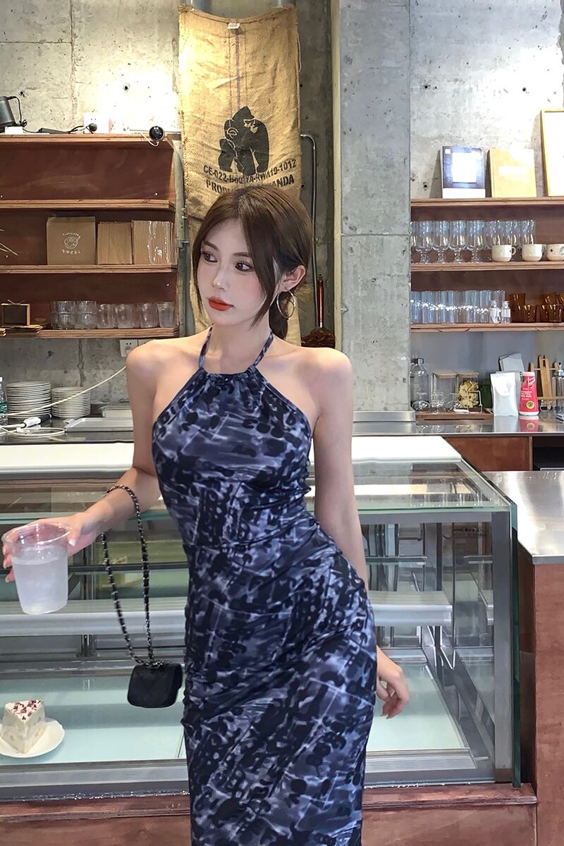 ホルタードレス バックレスウェストスカート サマースリム薄手 夏物 セブンプリンセス41915520920