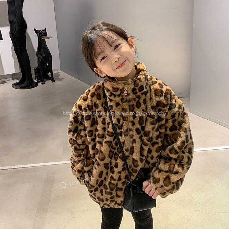 【90㎝-140㎝】レオパード　ヒョウ柄　コート　アウター　ふわふわ　カジュアル　可愛い　子供服 人気　韓国版　可愛い |  Q-toworld(キュートワールド)子供服｜ powered by BASE