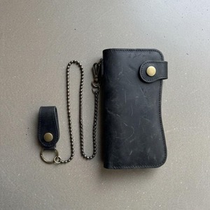 チェーン付二つ折り財布 トラッカーウォレット 本革 アメカジ 古着 kp24