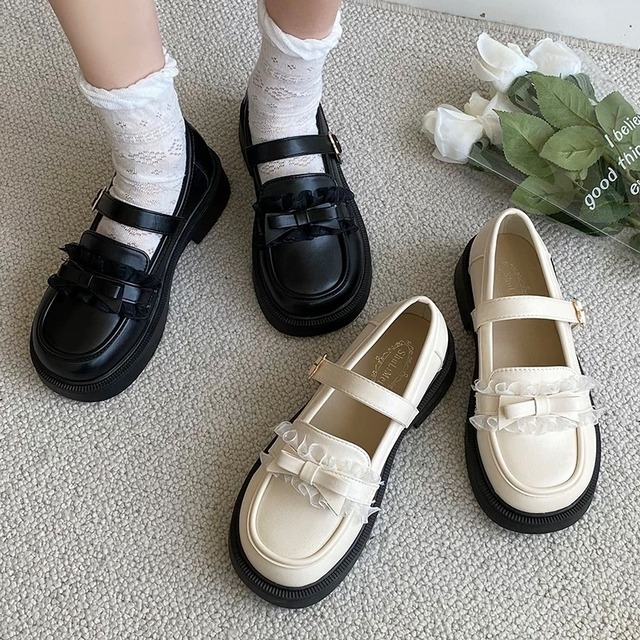 フレンチガーリー♡フリル付きストラップシューズ　G0522