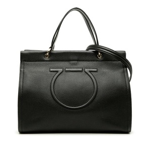 サルヴァトーレフェラガモ ガンチーニ ハンドバッグ ショルダーバッグ 2WAY ブラック レザー レディース Salvatore Ferragamo 【中古】