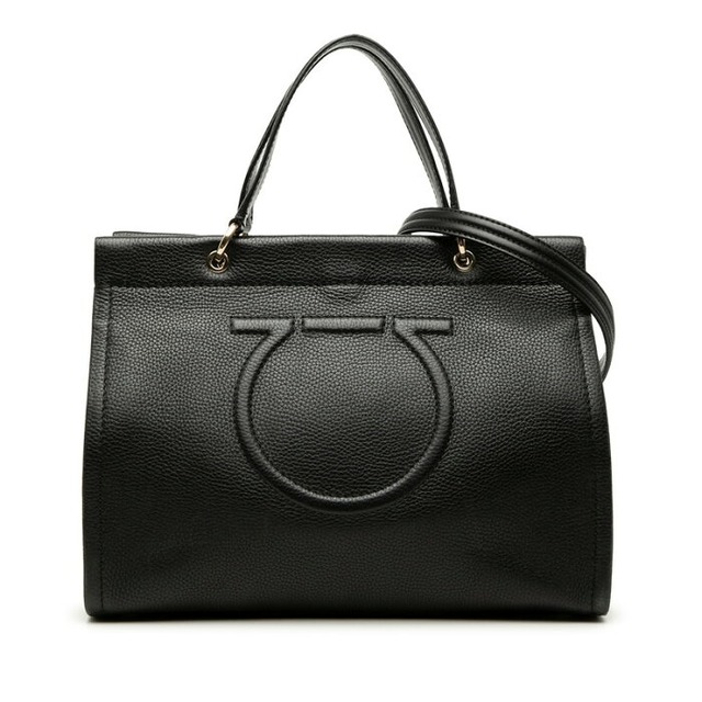 サルヴァトーレフェラガモ ガンチーニ ハンドバッグ ショルダーバッグ 2WAY ブラック レザー レディース Salvatore Ferragamo 【中古】