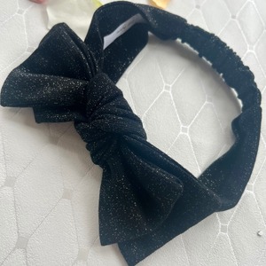 【即納　日本製】キッズ(幼児サイズ)リボンターバン❤︎黒ラメ　｜tytybijouー大人可愛い!オリジナルヘアアクセサリー通販