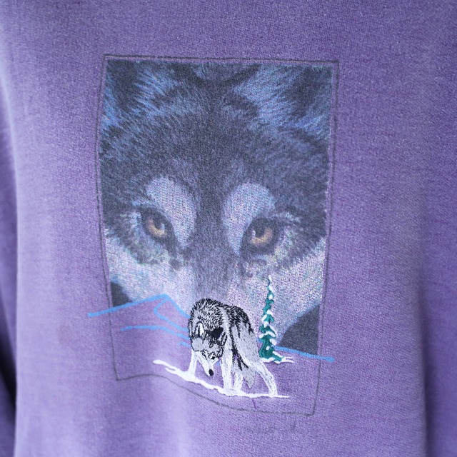 "刺繍×狼" box printed over silhouette sweat