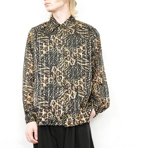 USA VINTAGE yves st.clair LEOPARD PATTERNED DESIGN SHEER SHIRT/アメリカ古着レオパード柄デザインシアーシャツ