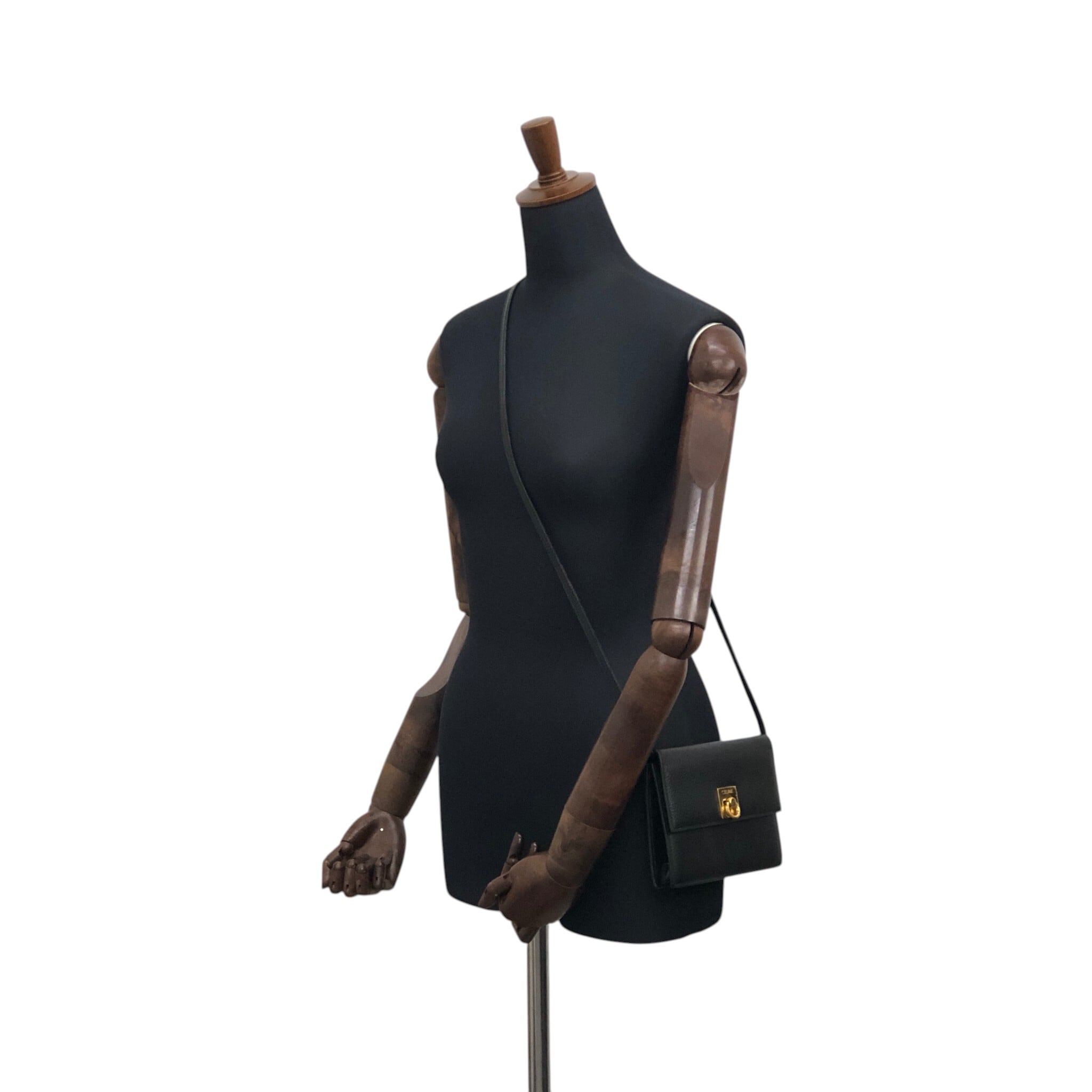 CELINE セリーヌ ショルダーバッグ ブラック ガンチーニ PVC レザー