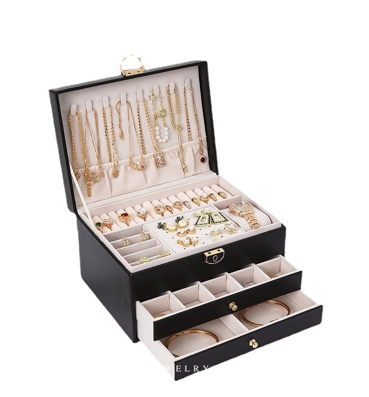 大容量 3段のシンプルなジュエリーボックス チェスト | Russel 海外