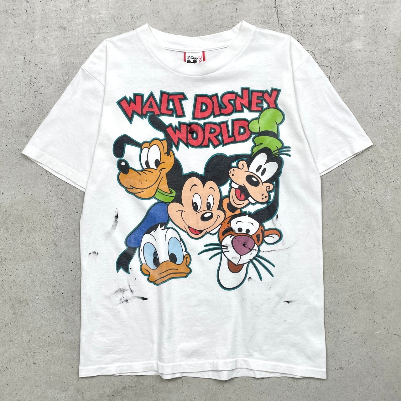 90年代 USA製 Walt Disney World ウォルトディズニーワールド ミッキーマウス キャラクタープリントTシャツ メンズS,M相当  古着 ドナルドダック グーフィー ティガー 90s シングルステッチ ヴィンテージ VINTAGE ビッグサイズ  白色【Tシャツ】/ホワイト【SA2501-50 ..., image size:1280x1280
