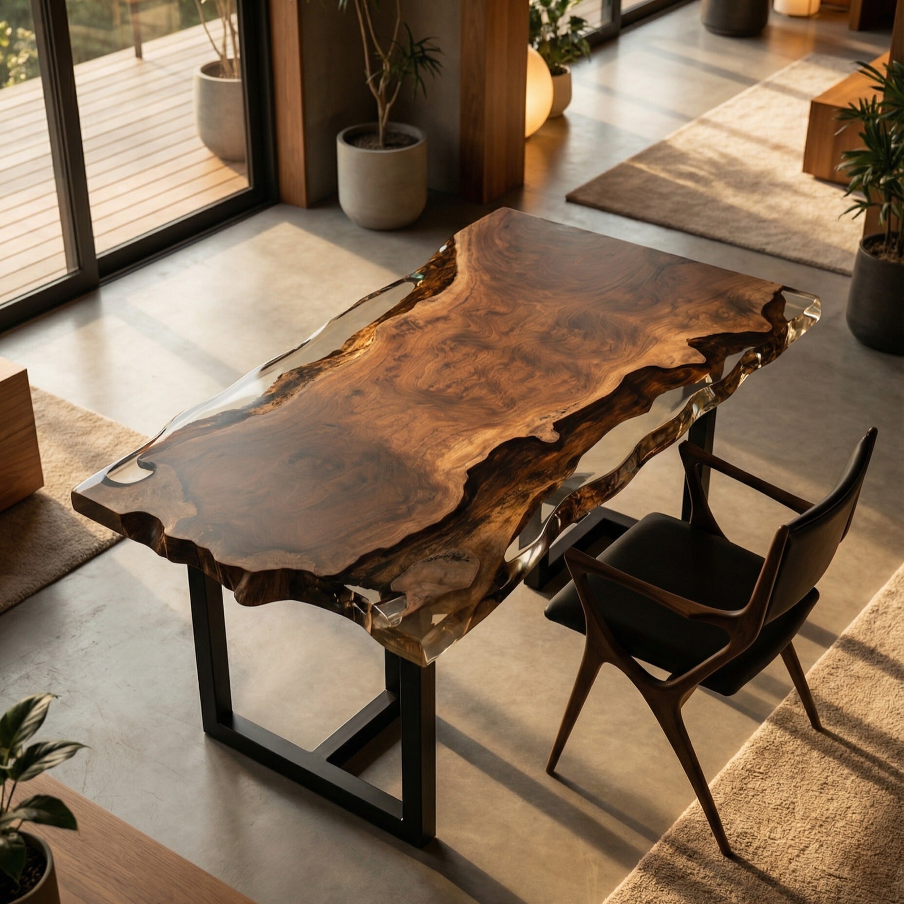 【Premium】クラロウォールナット_1415×900‐800×50_青山店_テーブル天板/レジン加工 21533