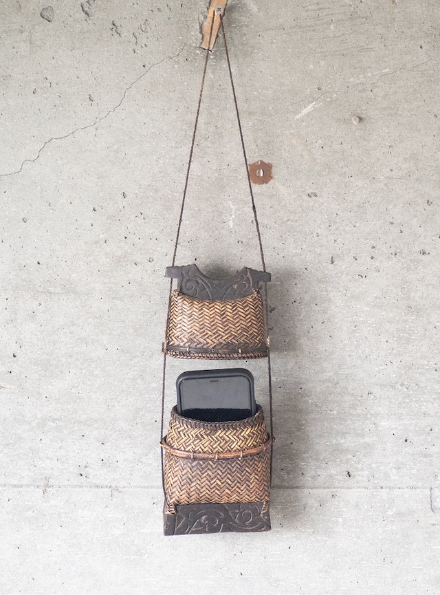 unknown 1980s Bamboo basket pouch