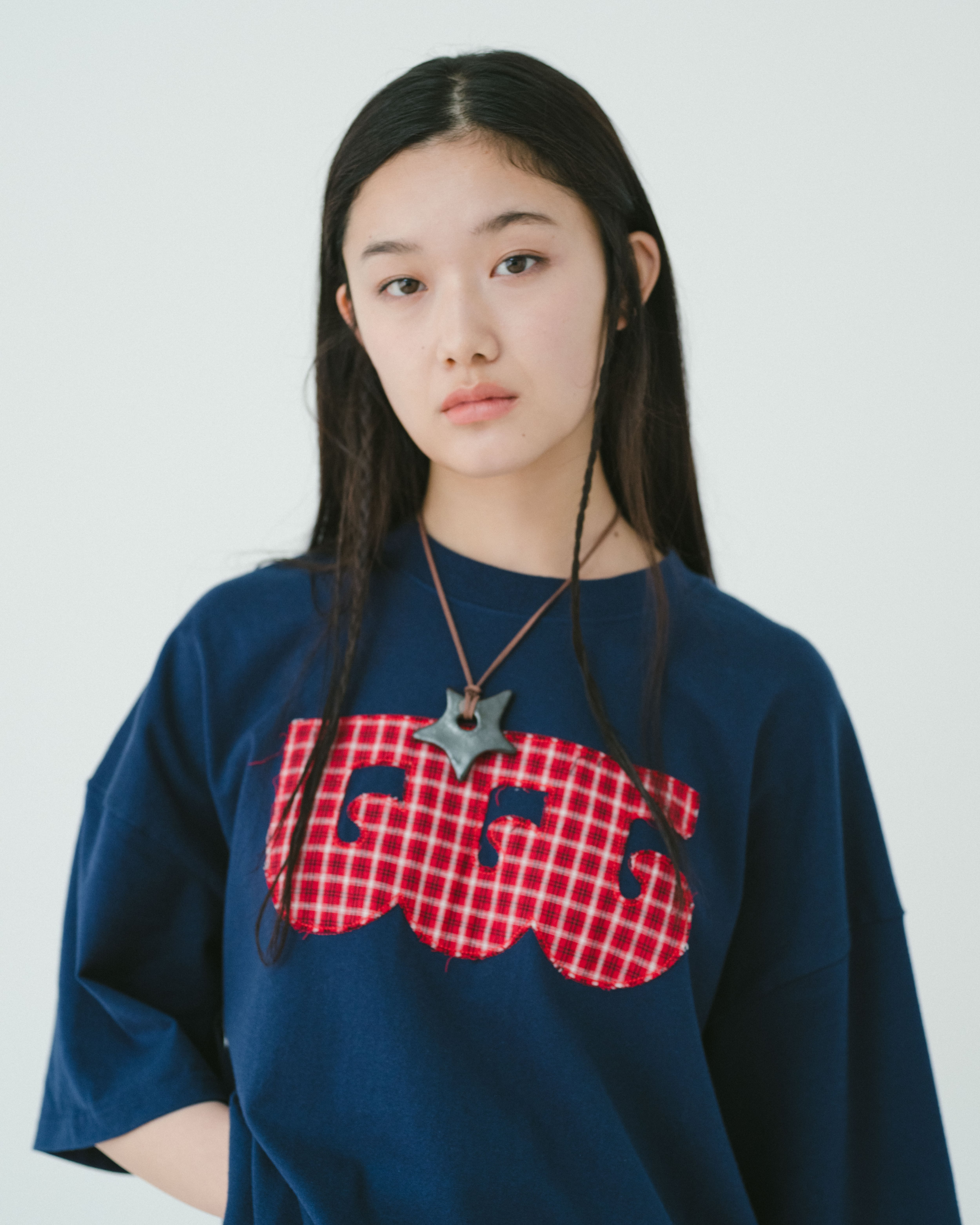 TTT wave logo T-shirt（NAVY × CHECK） | TTTMSW