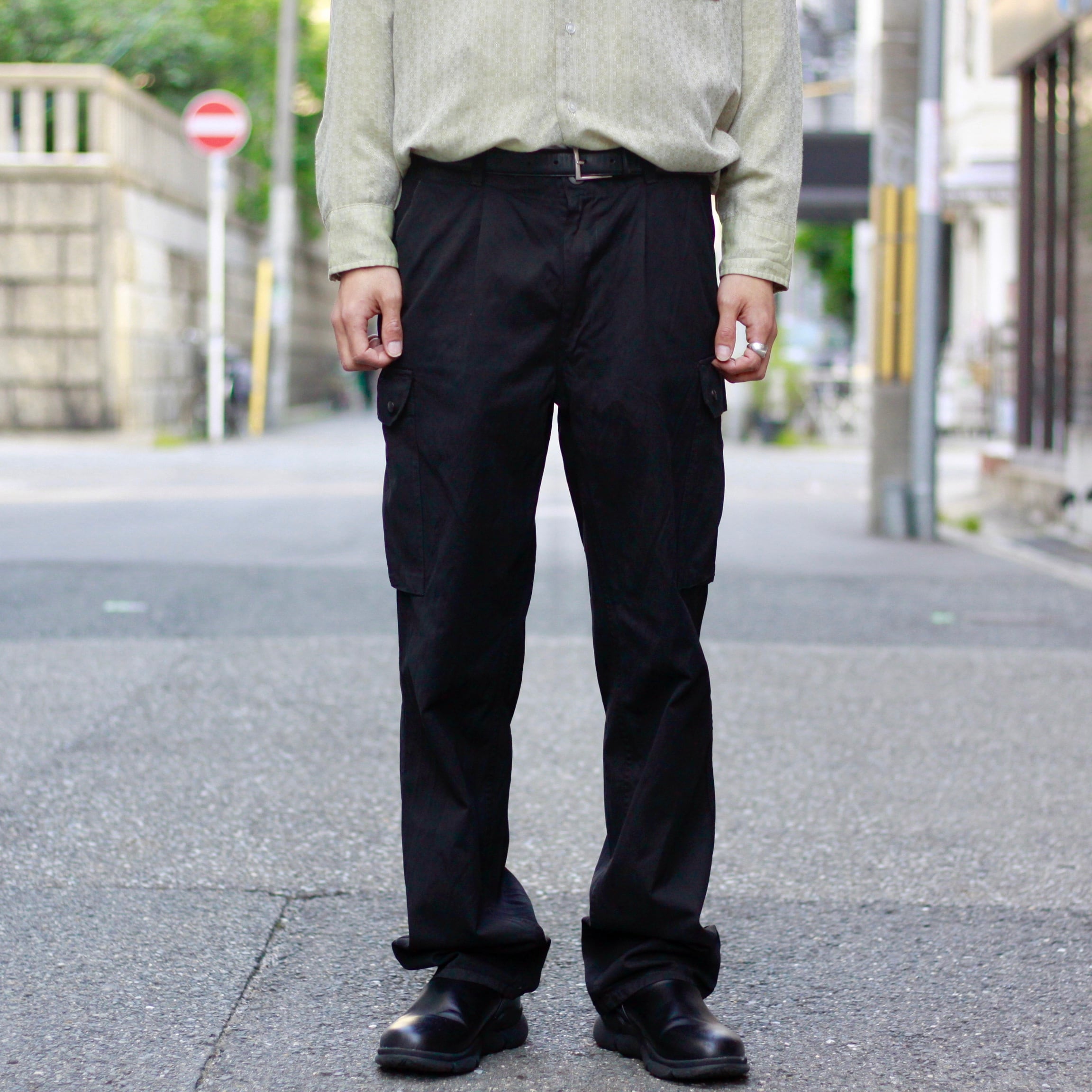 0251. 1990's German military garment dyed cargo ブラック カーゴ