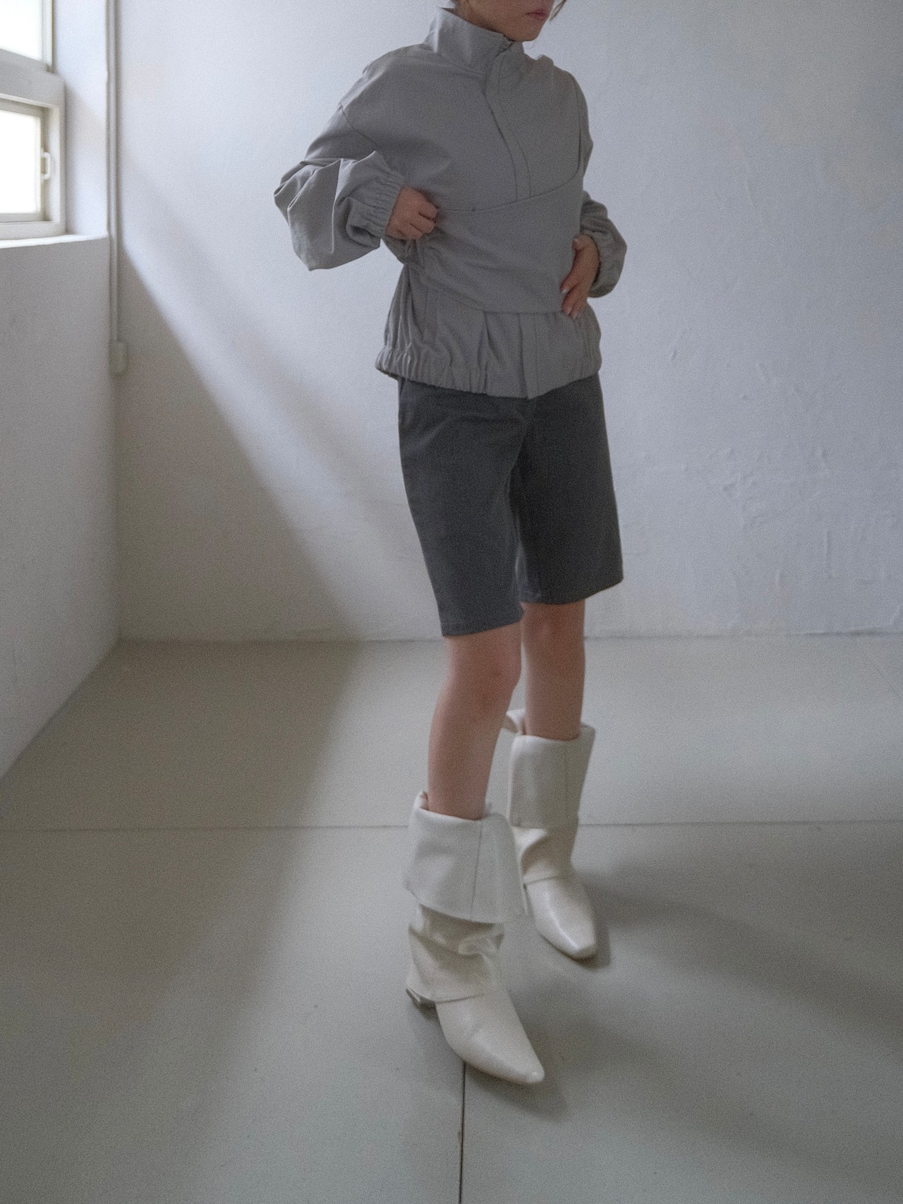 Drawstring Half Pants / GRAY - 2