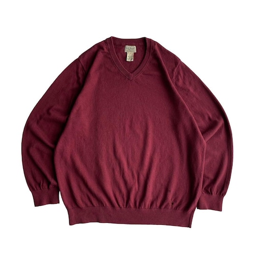 "00s L.L.Bean" V-neck knit Cashmere Mixed Wine Red