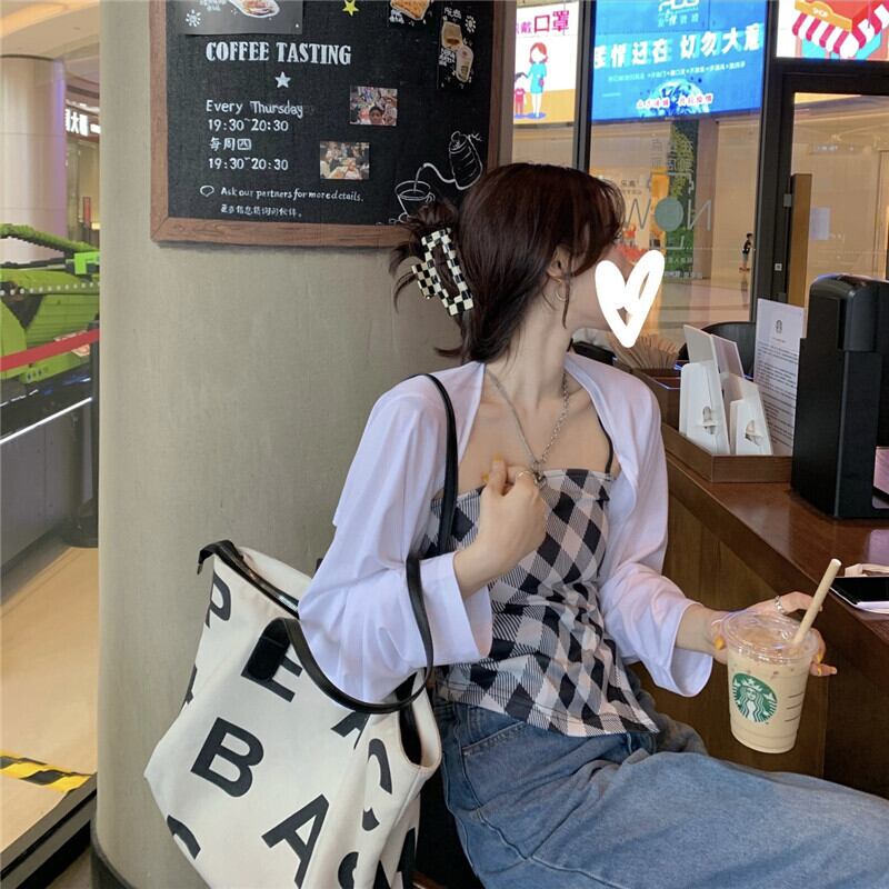 サマー格子柄カーディガン ストリート 夏物 モンロー85284162352