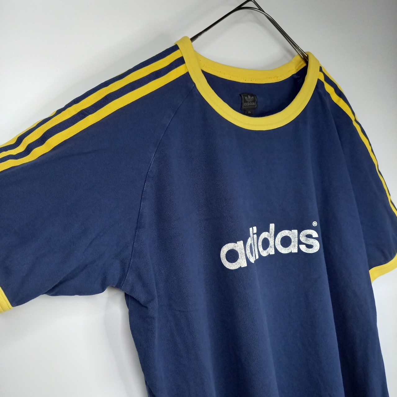 00s　アディダスオリジナルス　リンガー　Tシャツ　半袖　ストライプ　プリント