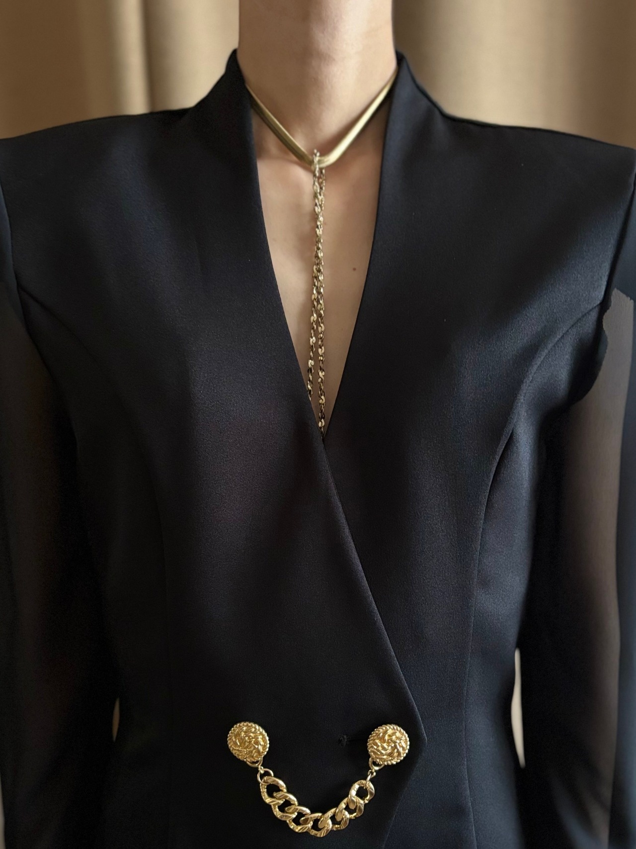 MADE IN JAPAN black sheer sleeve jacket-4736-6