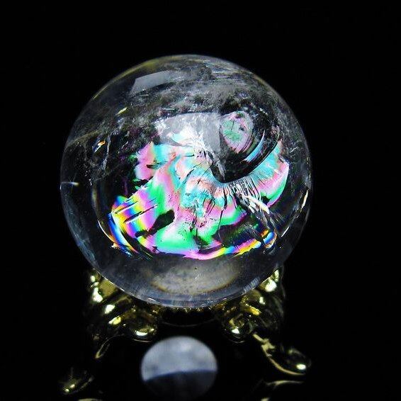 アイリスクォーツ 水晶 丸玉 虹入り 27mm 水晶玉 置物 スフィア 141