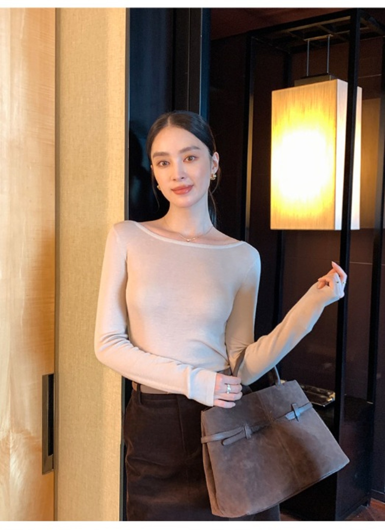 Boat Neck Long Sleeve Knit【H00080】