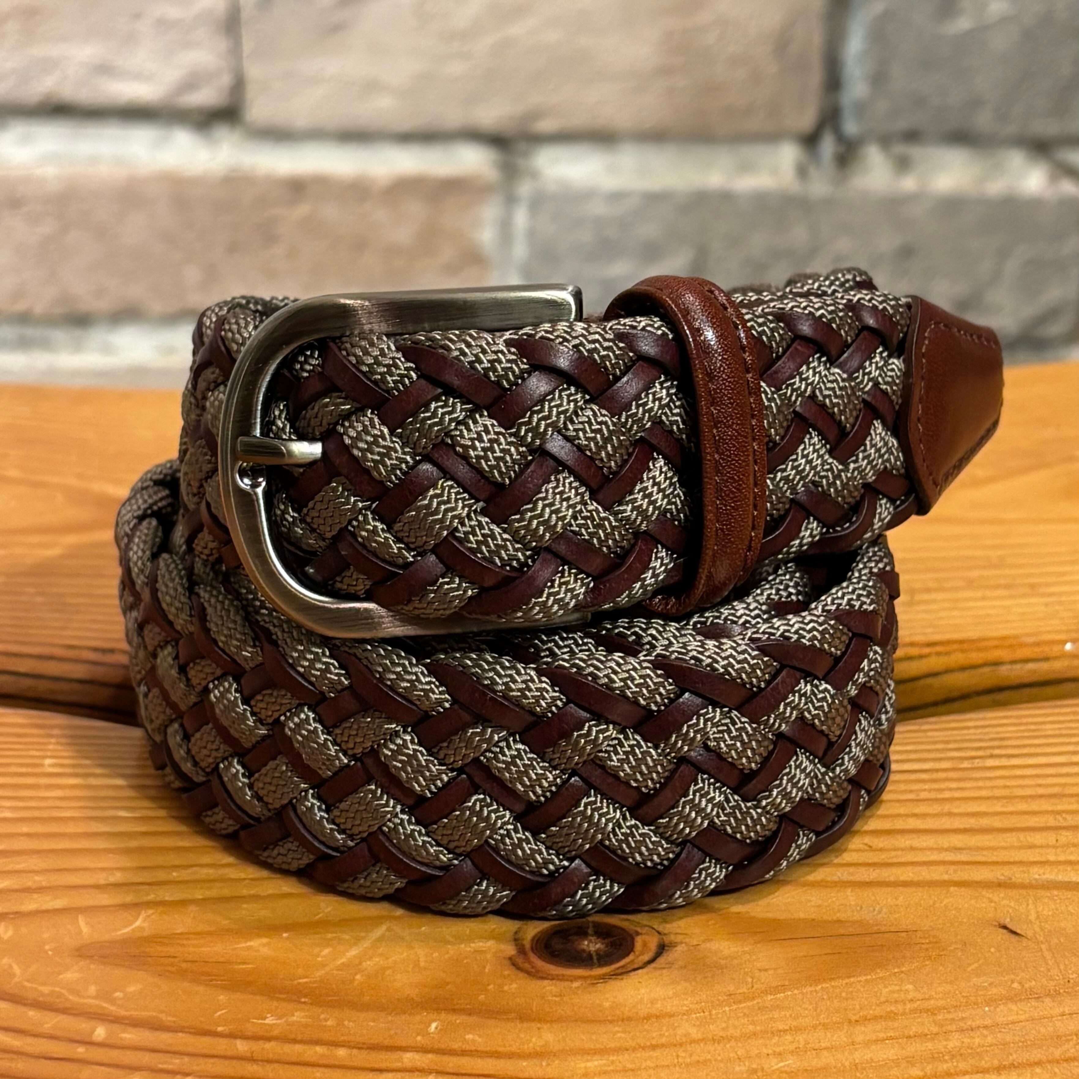 Anderson's メッシュベルト ダークブラウン 本革 イタリア製 85 Anderson's 未使用品 サイズ95 ラバーメッシュベルト ブラウン