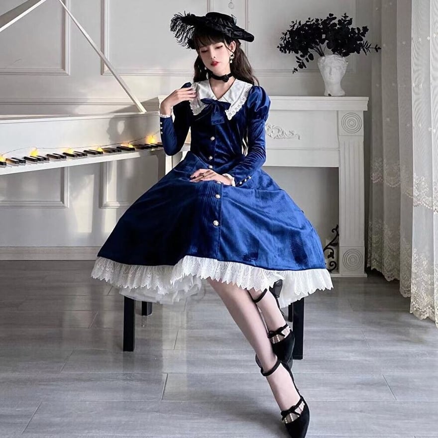 ゴスロリ通販 With U ゴスロリドレス ロング丈 レース クラシカル 上品