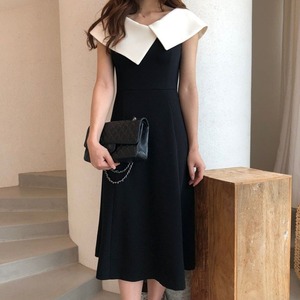 no-sleeve classical collar dress（2color）＜d1075＞