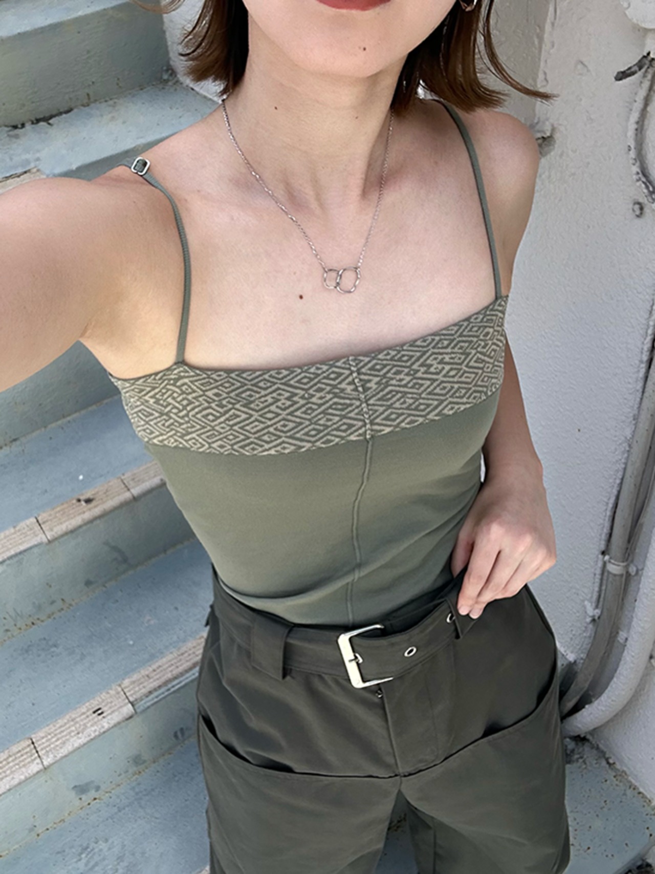 Stockings Camisole / KHAKI × BEIGE - 1