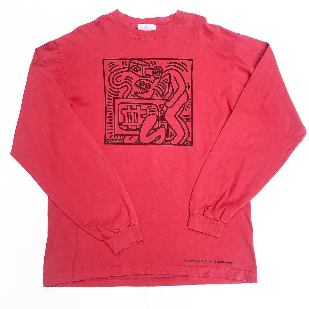 【Used / ロンT】 Keith Haring / キース・ヘリング ロンT 赤 L