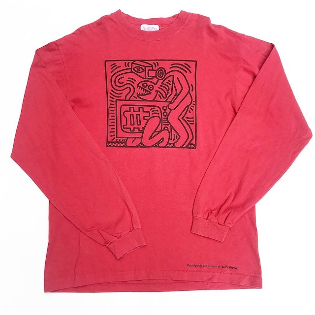 【Used / ロンT】   Keith Haring / キース・ヘリング ロンT 赤 L