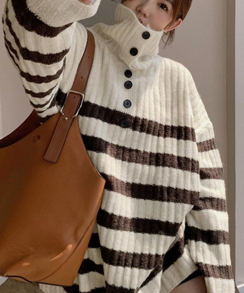 大きいサイズ レディース ニット　トップス　ハイネック　春 秋冬 新品 長袖