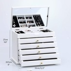 ジュエリーボックス 木製 大容量 鏡付き 5段 引き出し 仕切り 収納 整理 ミラー おしゃれ アクセサリーケース 宝石箱 インテリア 北欧 ３色 ホワイト ブラウン ライトブラン