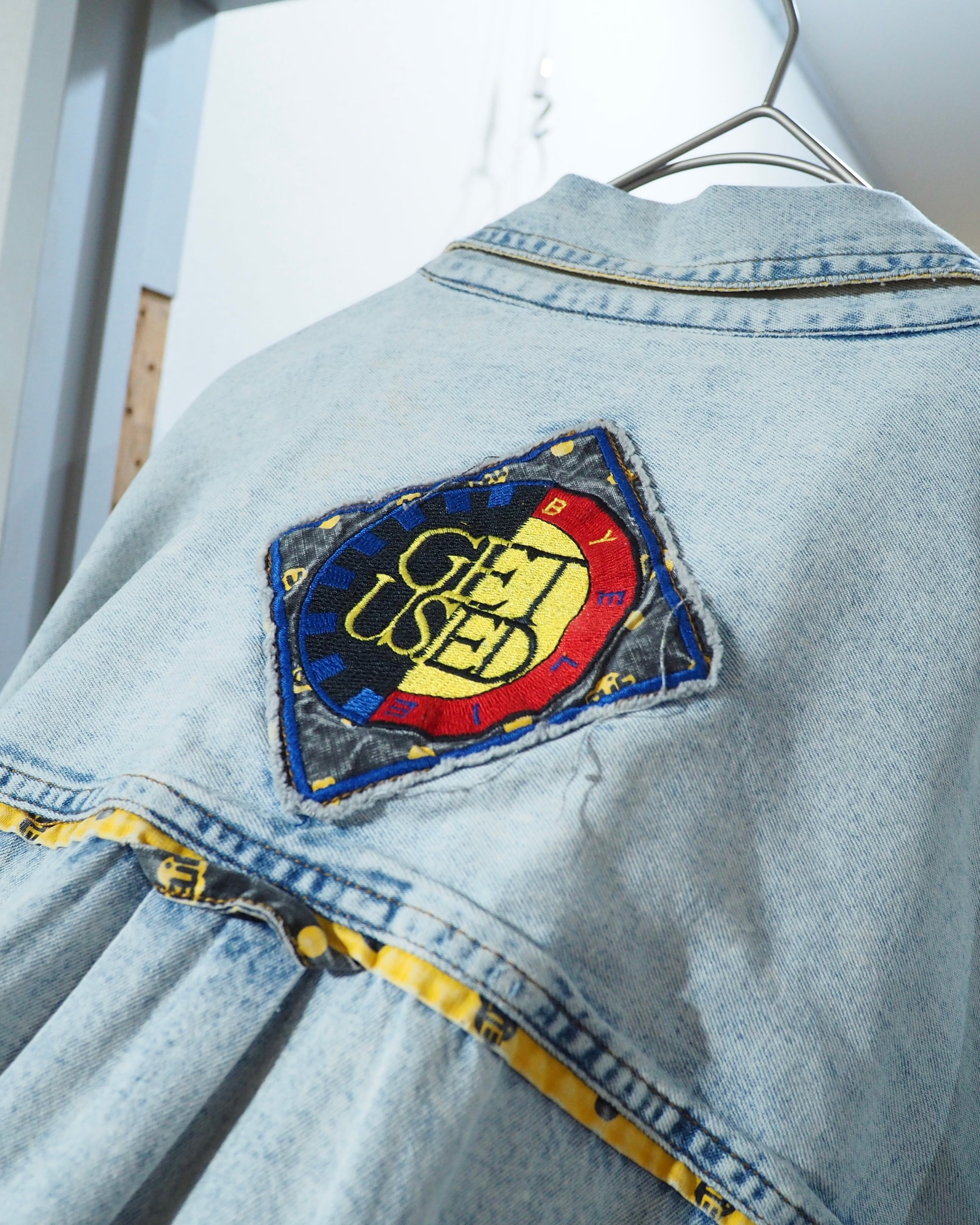 1990s " GET NAME USED " Dot Patchwork Custom vintage loose shirt
